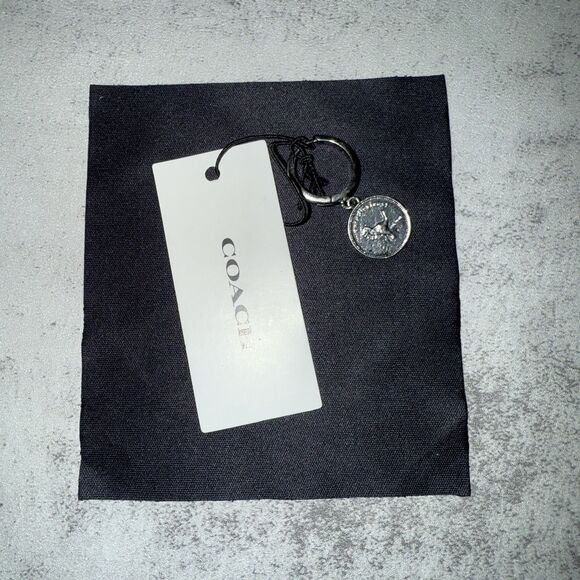 Coach Unisex Sterling Silver Coin Single Huggie Earring NWT $95 retail - Picture 2 of 6